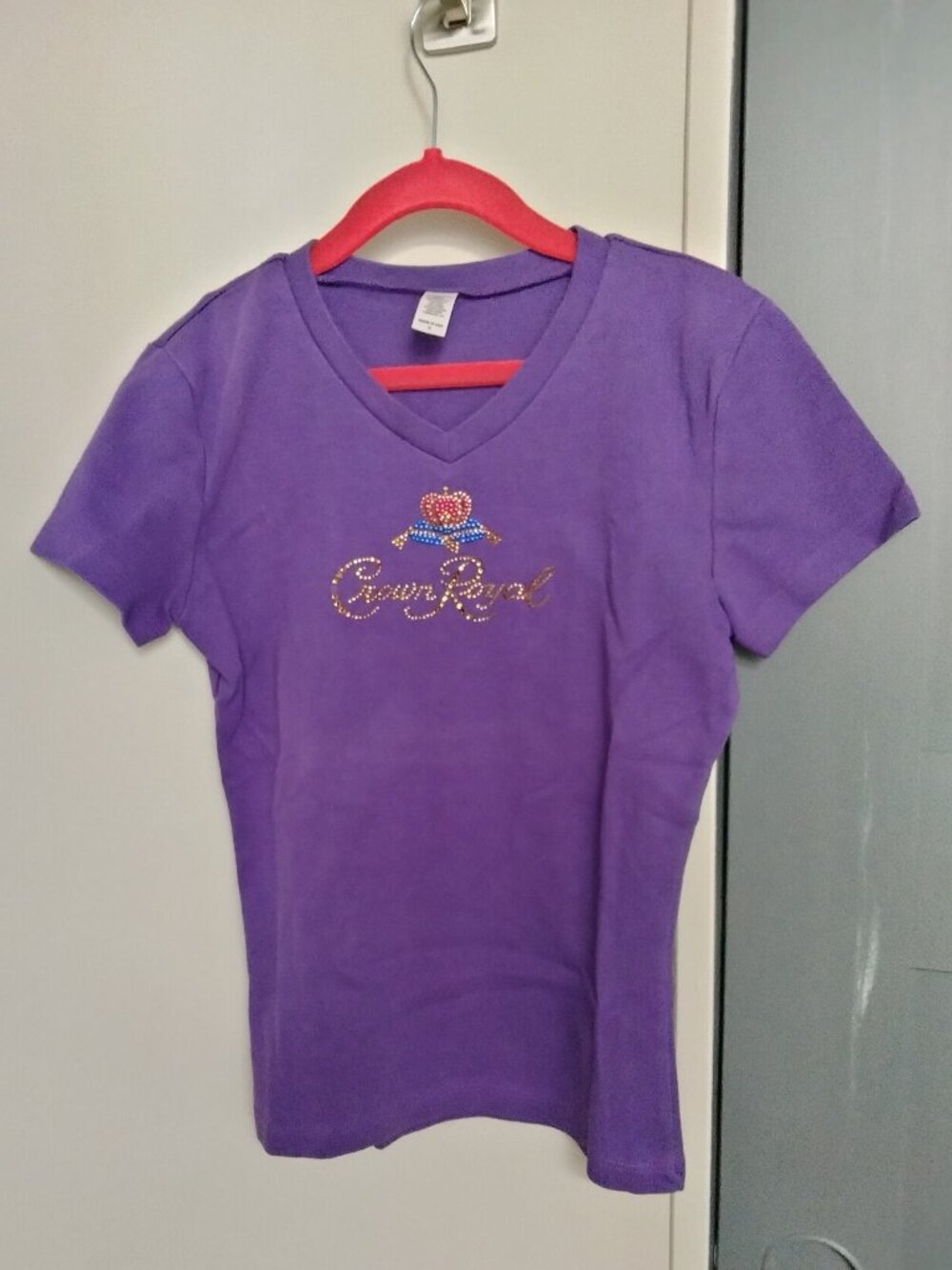 New Crown Royal Bling Rhinestone Logo Fitted Tee